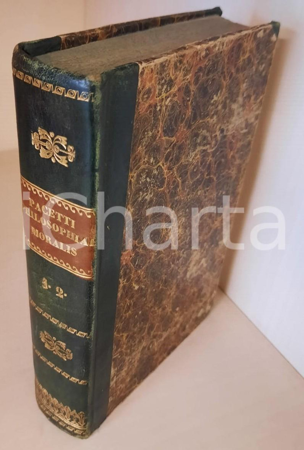 1846 Raffaele PACETTI Philosophiae moralis - Institutiones *Tomi 1-2 Legatura editoriale, con copertina rigida; titoli dorati al dorso.Due tomi rilegati in un unico volume.PAGINE: 268EDITORE: Roma - Ex Typographia Bonarum Artium CONDIZIONI:FAIR/discreto buone condizioni interne, ma rosure evidenti in copertinaFORMATO: 13x20 cm originale e autentica 1