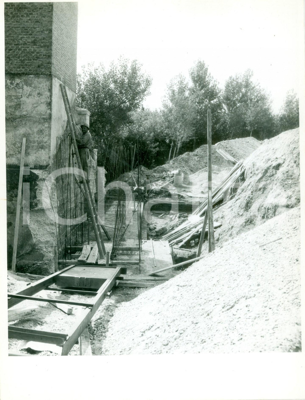 Fotografia d epoca originale 1965 ca PANCARANA PV Lavori di costruzione della CHIAVICA MORCISA Foto 1