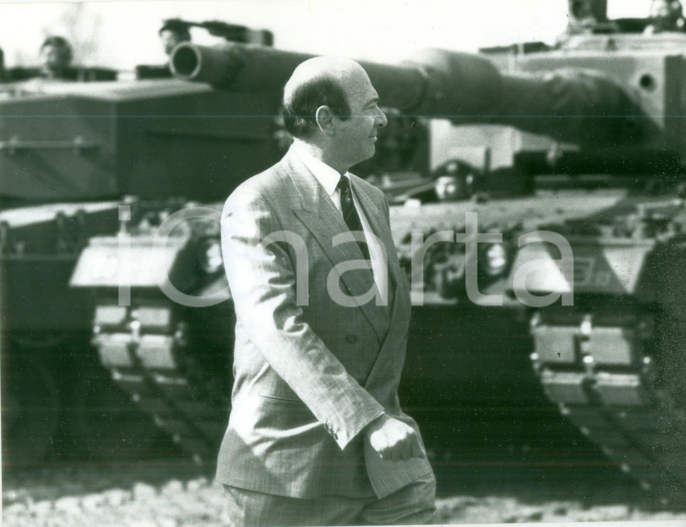 Fotografia d epoca originale 1988 MUNSTER Ministro Manfred WORNER ispeziona carri armati Fotografia 2 1
