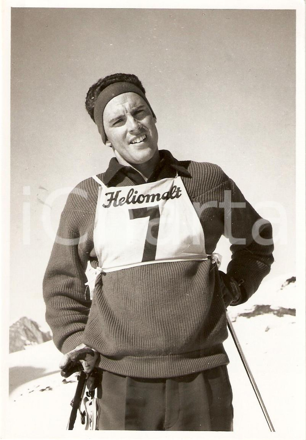 Fotografia d epoca originale 1950 ca SWITZERLAND Campionati SCI ALPINO Ritratto di Nando PAJAROLA Foto 4 1
