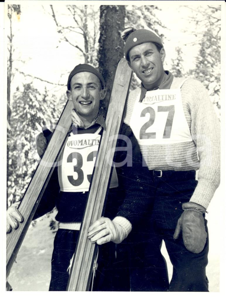 Fotografia d epoca originale 1950 ca SWITZERLAND Campionati SCI ALPINO Lorenz POSSA e Franz REGLI Foto 1