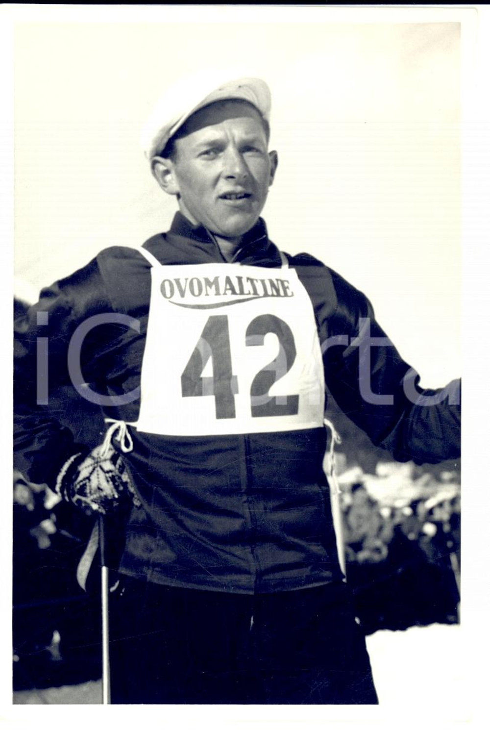 Fotografia d epoca originale 1950 ca SWITZERLAND Campionati SCI ALPINO Ritratto di Fritz FORRER Foto 1