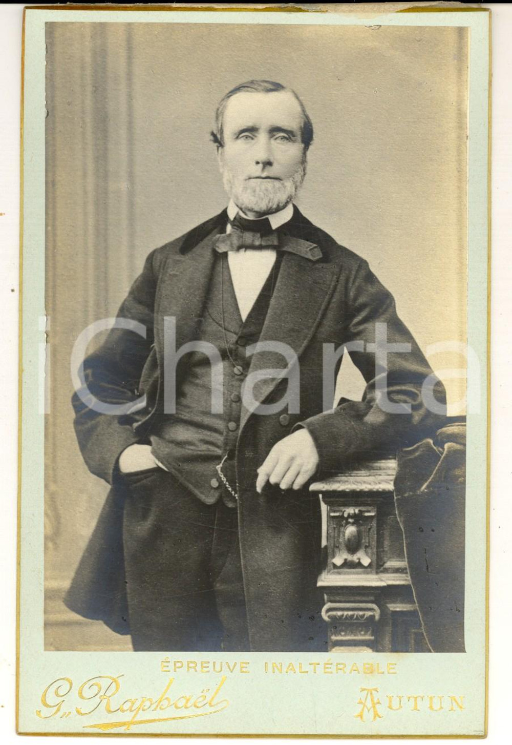 Fotografia d epoca originale 1900 ca AUTUN Ritratto di gentiluomo con soprabito Foto G. RAPHAEL 3 1