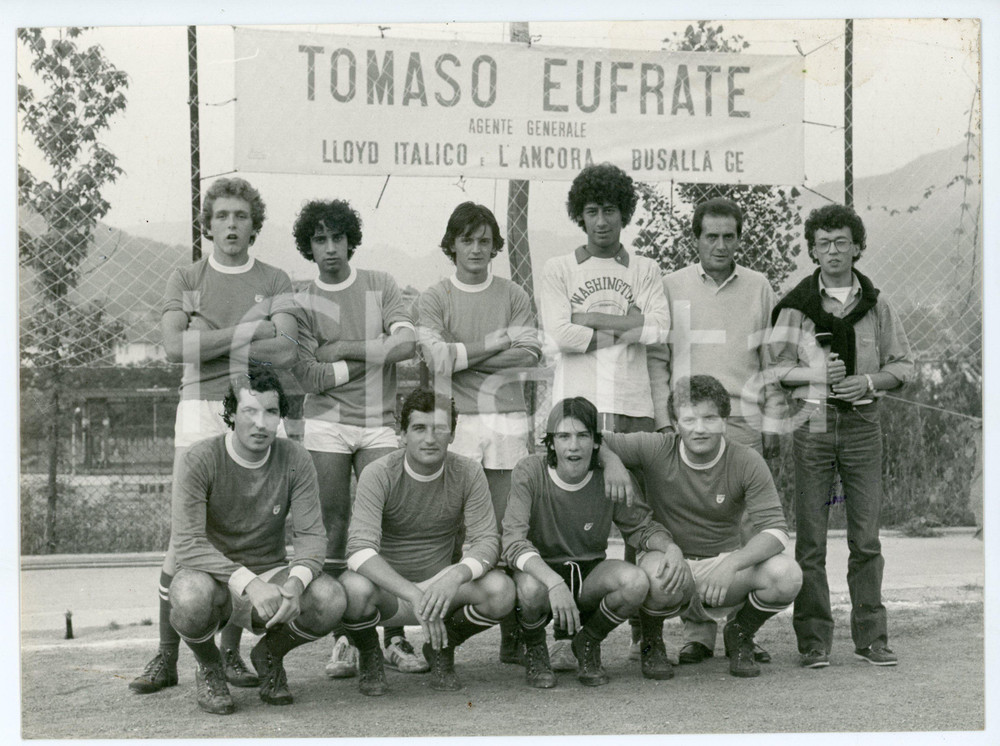 Fotografia d epoca originale 1983 BUSALLA  CALCIO Genoa Club Radio Gamma  Foto di squadra 24x17 cm 1