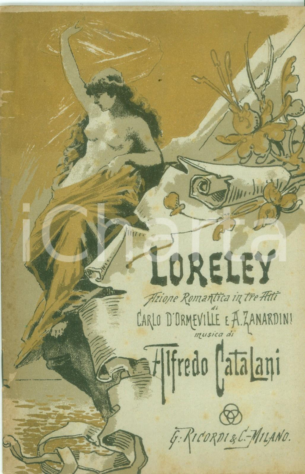 Oggetto da collezione cartaceo 1917 Carlo D ORMEVILLE Alfredo CATALANI Loreley Azione romantica  Libretto 1