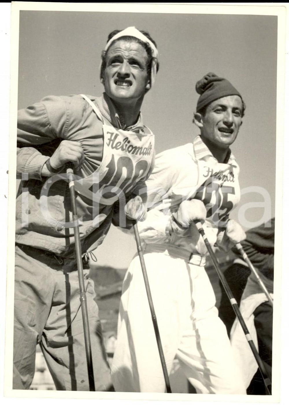 Fotografia d epoca originale 1950 ca SWITZERLAND Campionati SCI ALPINO Victor KRONIG e Lorenz POSSA Foto 1