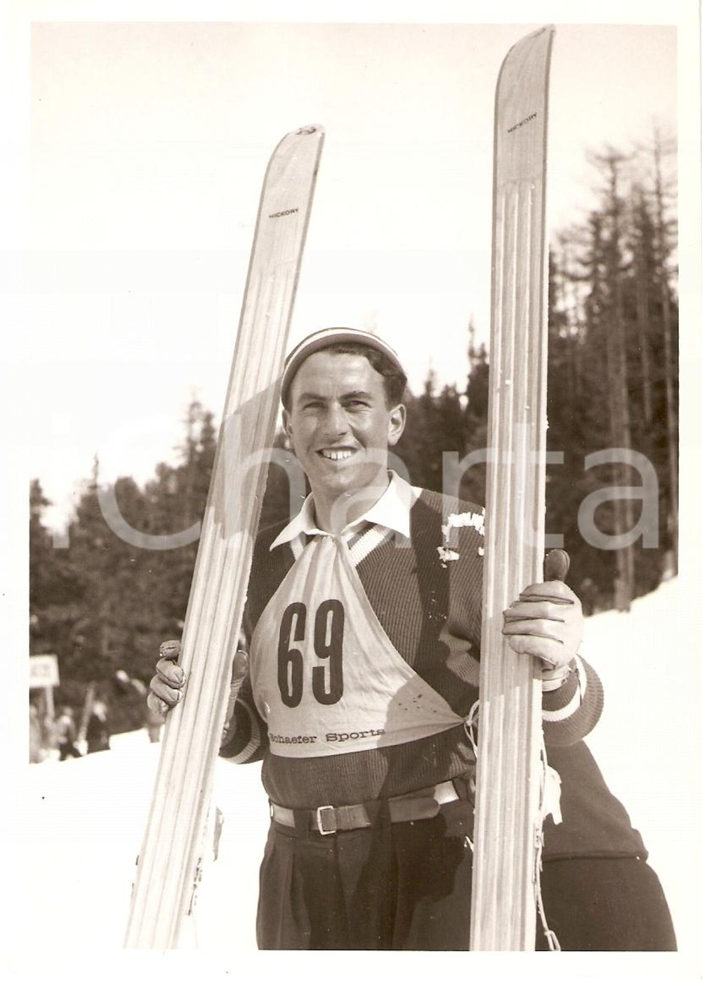 Fotografia d epoca originale 1950 ca SWITZERLAND Campionati SCI DI FONDO Franz REGLI Foto 1