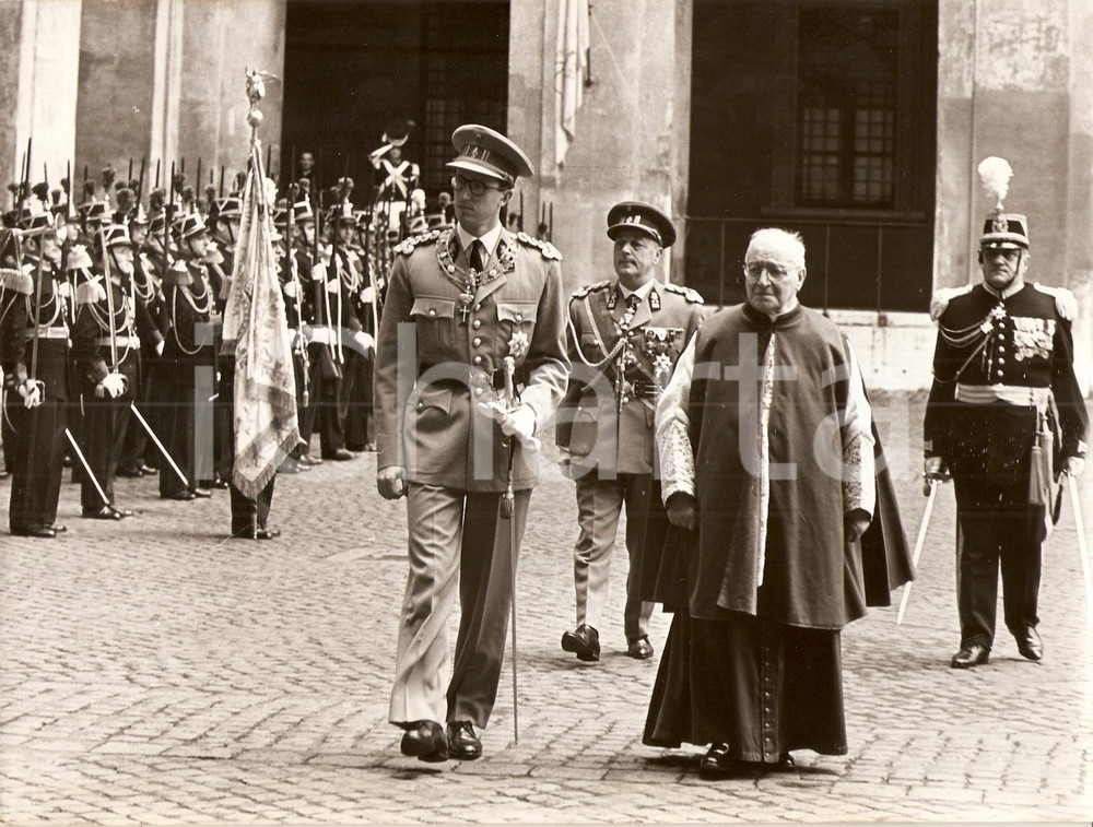Fotografia d epoca originale 1961 CITTA  DEL VATICANO Baldovino del BELGIO Mons. NARDONE Foto 2 1