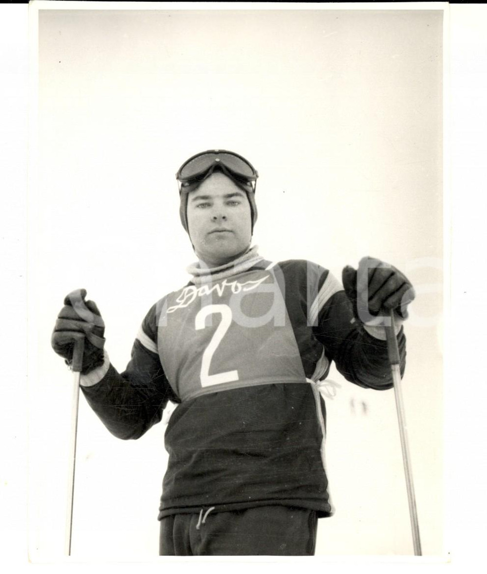 Fotografia d epoca originale 1950 ca SWITZERLAND Campionati SCI ALPINO Ritratto di Jean MAX Foto 1