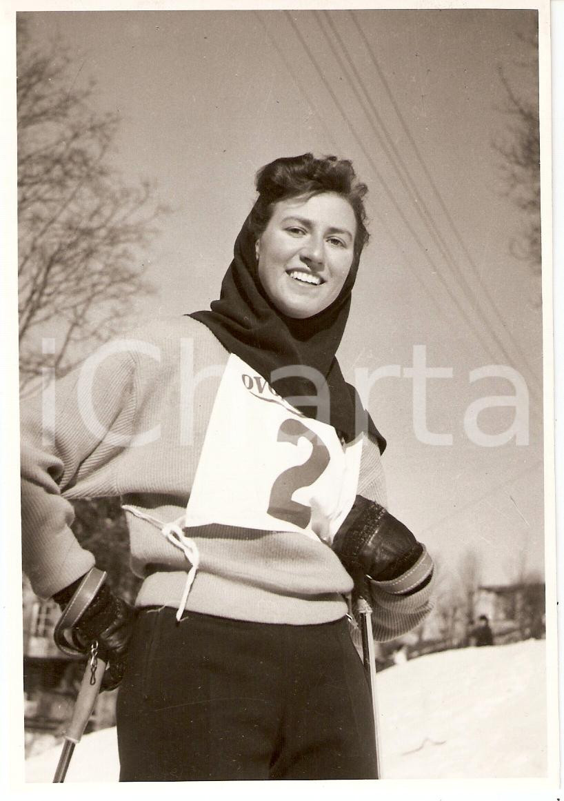 Fotografia d epoca originale 1955 ca SWITZERLAND Campionati SCI ALPINO Rosmarie REICHENBACH Foto 1