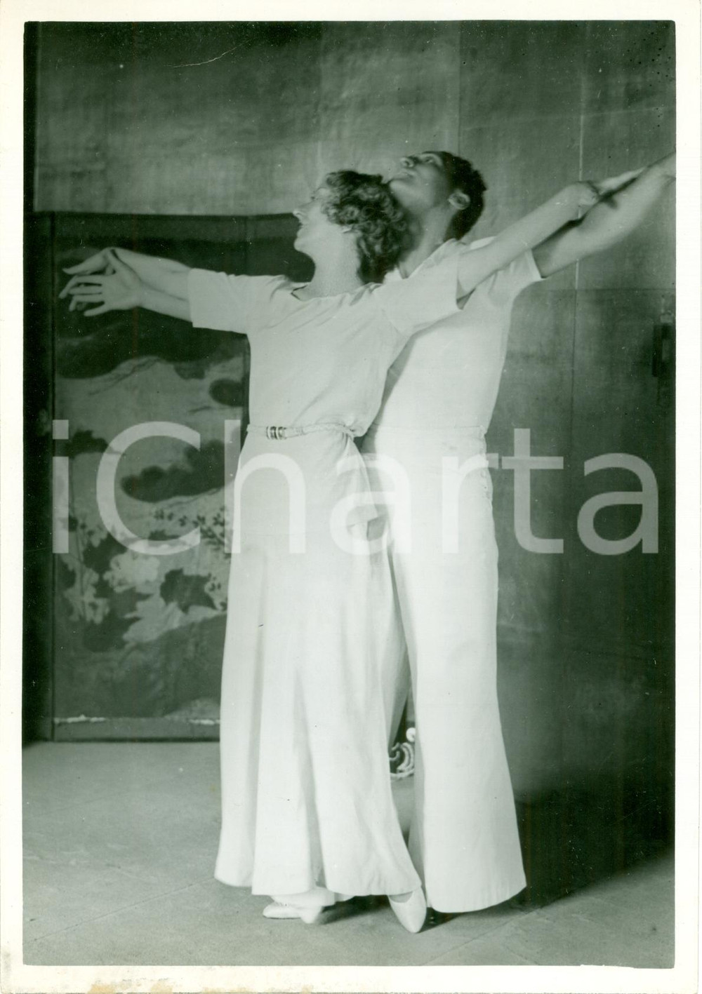 Fotografia d epoca originale 1933 PARIS Comédie Française Cécile SOREL si allena per debutto Music Hall 1