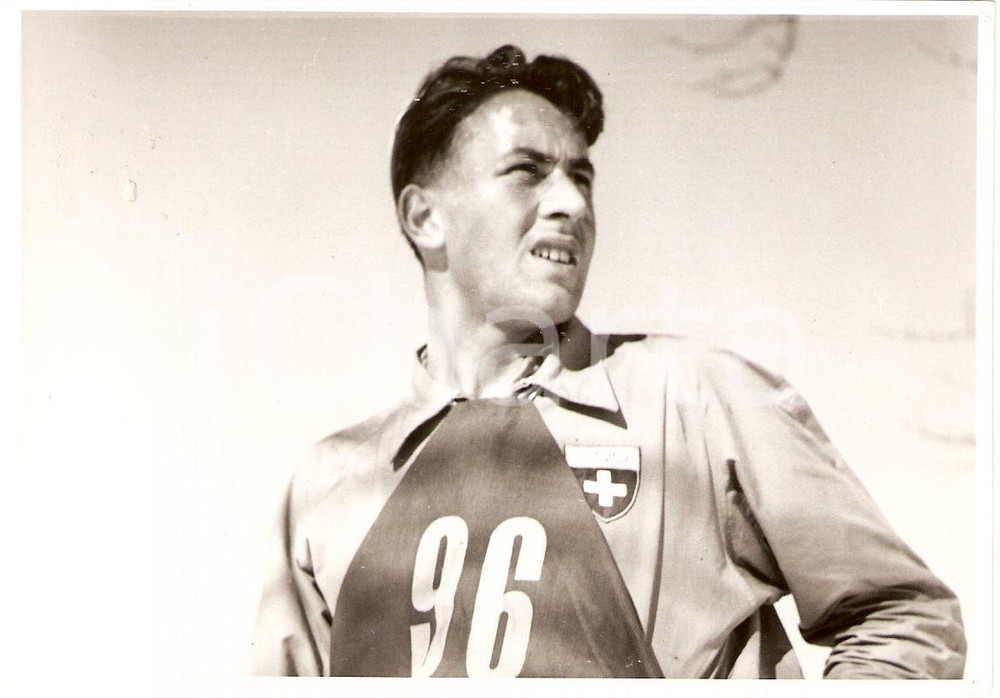 Fotografia d epoca originale 1950 ca SWITZERLAND Campionati SCI DI FONDO Franz REGLI Ritratto Foto 3 1