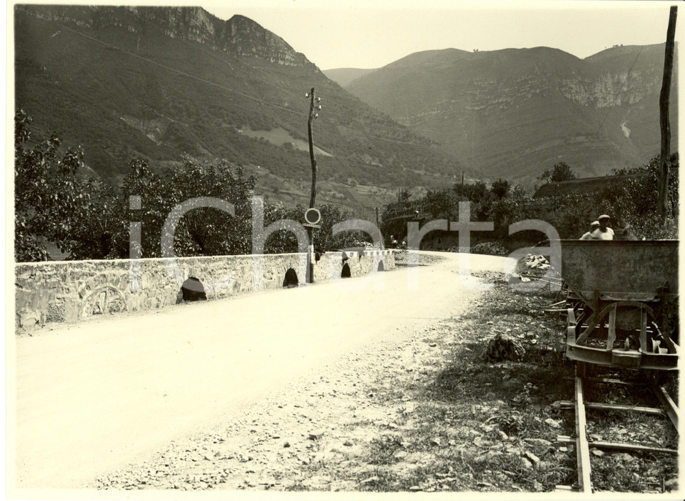 Fotografia d epoca originale 1932 BERGAMO Lavori sulla Strada Statale n°42 del TONALE e della MENDOLA Foto 1