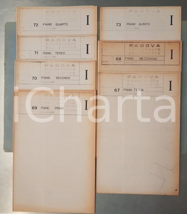 Mappa, planimetria storica 1975 ca PADOVA  GHETTO EBRAICO Progetto risanamento edificio Lotto RARO 1