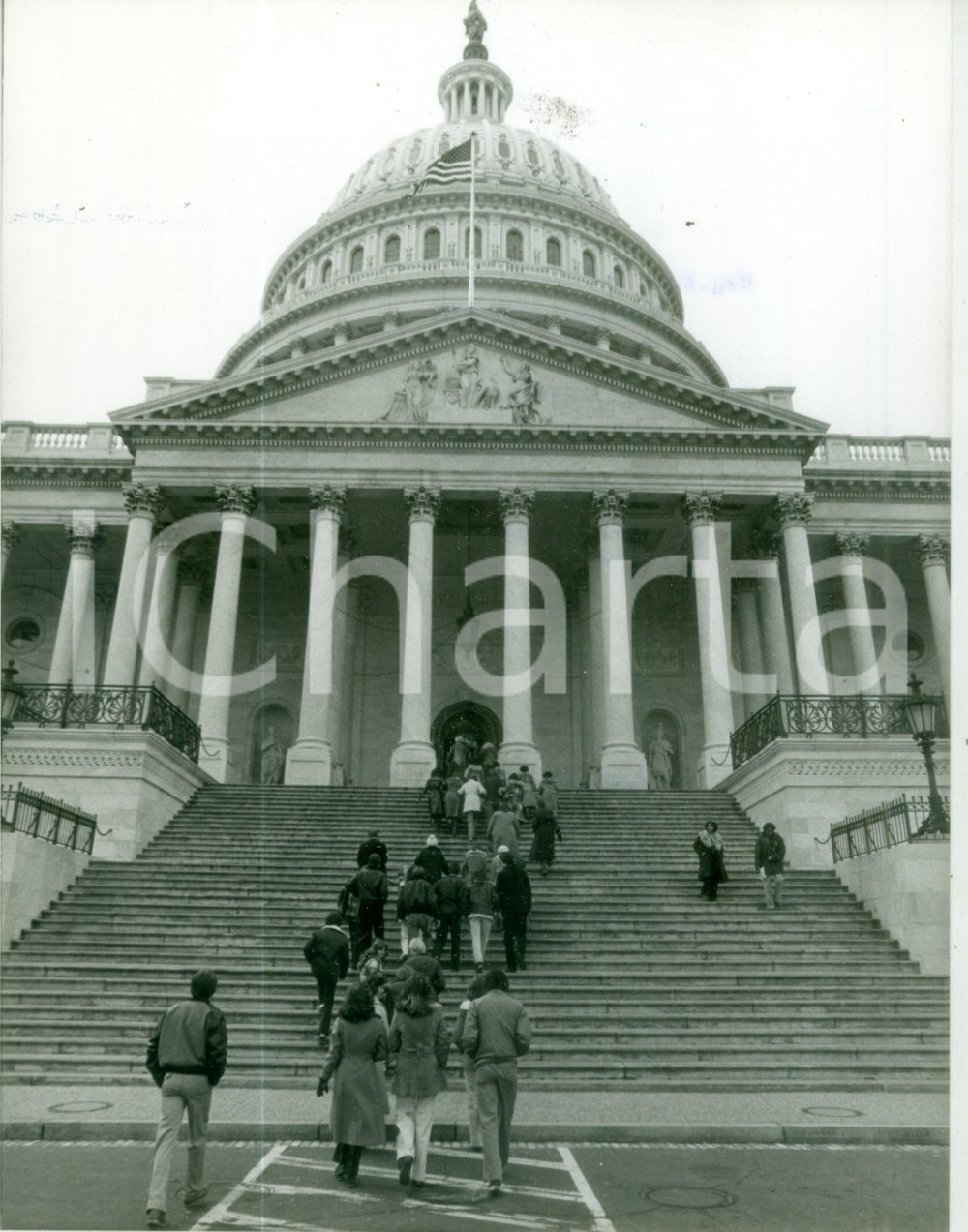 Fotografia d epoca originale 1985 ca WASHINGTON USA Turisti in visita al CAMPIDOGLIO Foto 1