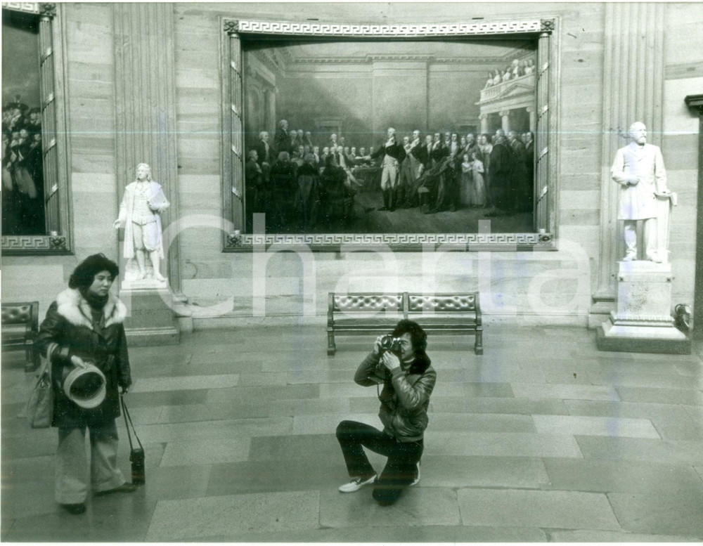 Fotografia d epoca originale 1980 ca WASHINGTON Foto ricordo nella sala della Cupola del CAMPIDOGLIO 1 1