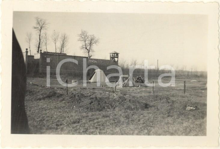 Fotografia d epoca originale 1935 PAVIA Regio Esercito  Campo e torretta di osservazione Foto 9x6 cm 1