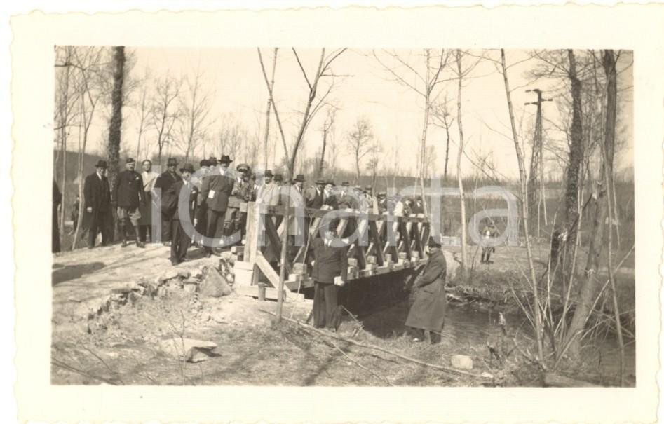 Fotografia d epoca originale 1935 ca Area PAVIA R. Esercito  Ponte provvisorio su torrente Evento Foto 2 1