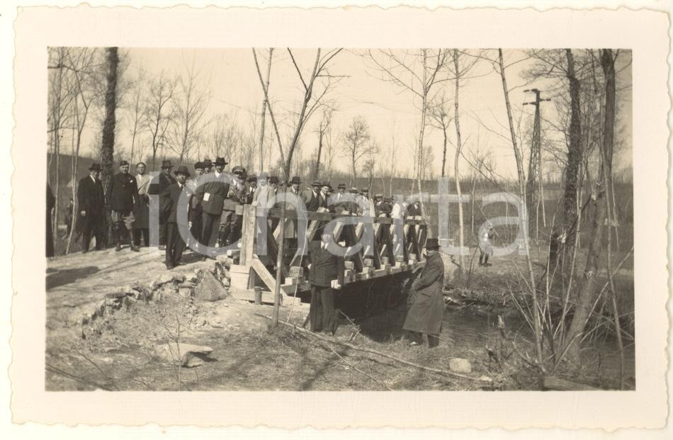 Fotografia d epoca originale 1935 ca Area PAVIA R. Esercito  Ponte provvisorio su torrente Evento Foto 3 1