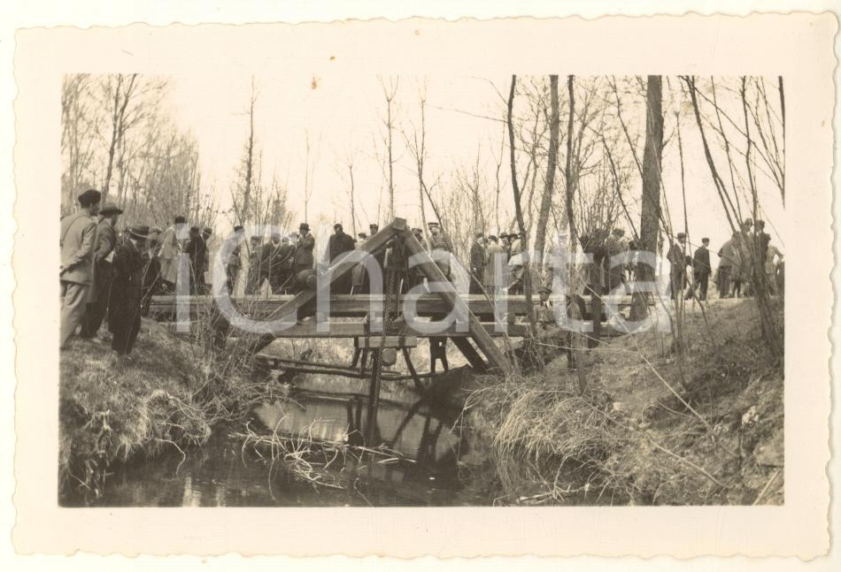 Fotografia d epoca originale 1935 ca Area PAVIA R. Esercito  Ponte provvisorio su torrente Evento Foto 5 1