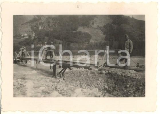 Fotografia d epoca originale 1920 ca Area di TIRANO SO Regio Esercito  Costruzione ponte Foto 6x4,5 2 1