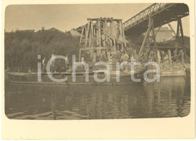 Fotografia d epoca originale 1910 ca PAVIA Costruzione Ponte della Becca  Cantiere Foto RARA ANIMATA 8x6 2 1