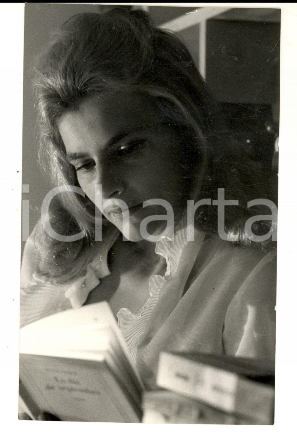 Fotografia d epoca originale 1960 ca PARIS Scrittrice AnneMarie de VILAINE in lettura Foto 9x15 cm 1