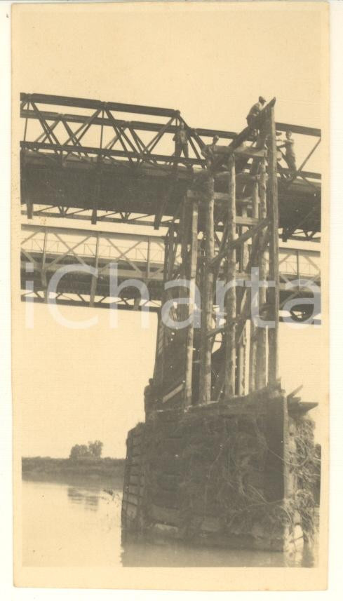 Fotografia d epoca originale 1910 ca PAVIA Costruzione Ponte della Becca  Foto RARA ANIMATA 6x10 9 1