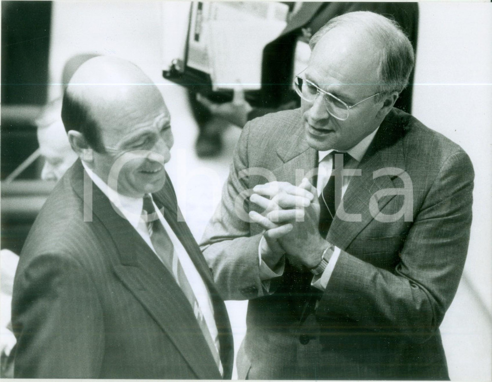 Fotografia d epoca originale 1989 MUNSINGEN Ministro Manfred WORNER Richard CHENEY Fotografia 1