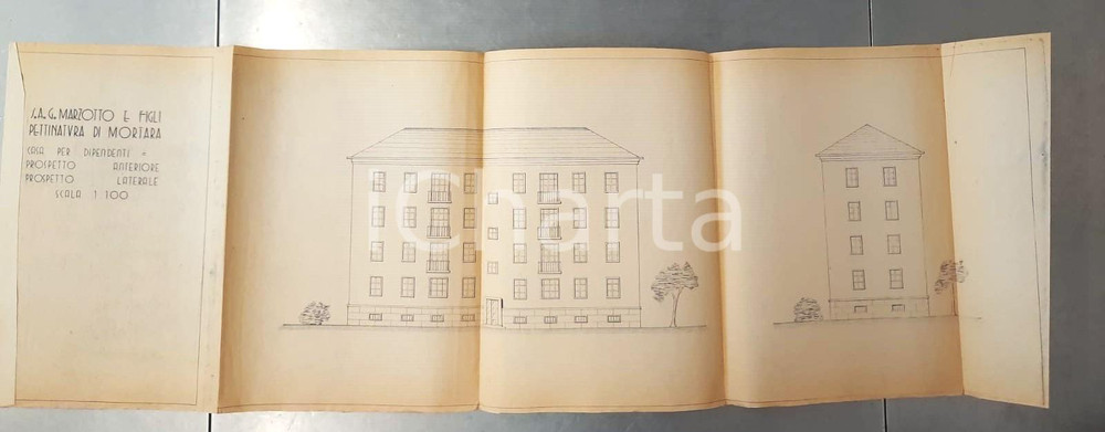 Mappa, planimetria storica 1940 ca MORTARA Ditta MARZOTTO Pettinatura  Casa dipendenti  Planimetria 1 1