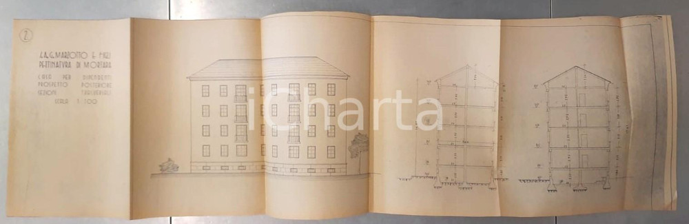 Mappa, planimetria storica 1940 ca MORTARA Ditta MARZOTTO Pettinatura  Casa dipendenti  Planimetria 2 1
