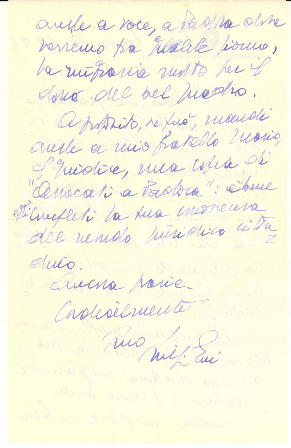 Autografo originale 1977 ROMA Luigi GUI chiede un volume sugli avvocati di Padova  Autografo 1