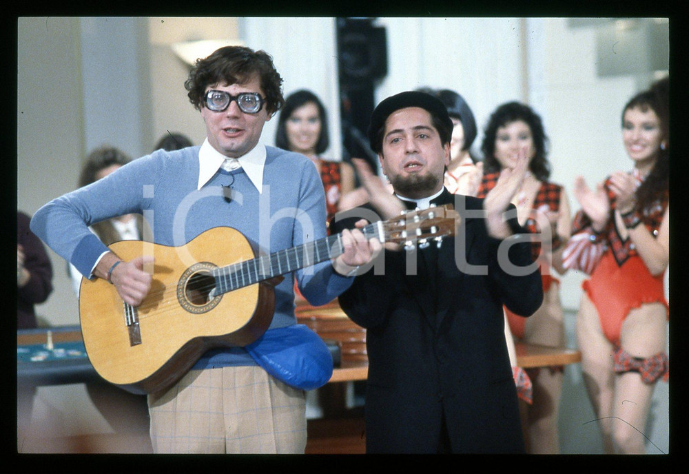 Fotografia d epoca originale 1988 RAI 2 Malandrino e Veronica FATE IL VOSTRO GIOCO 35mm VINTAGE SLIDE 1