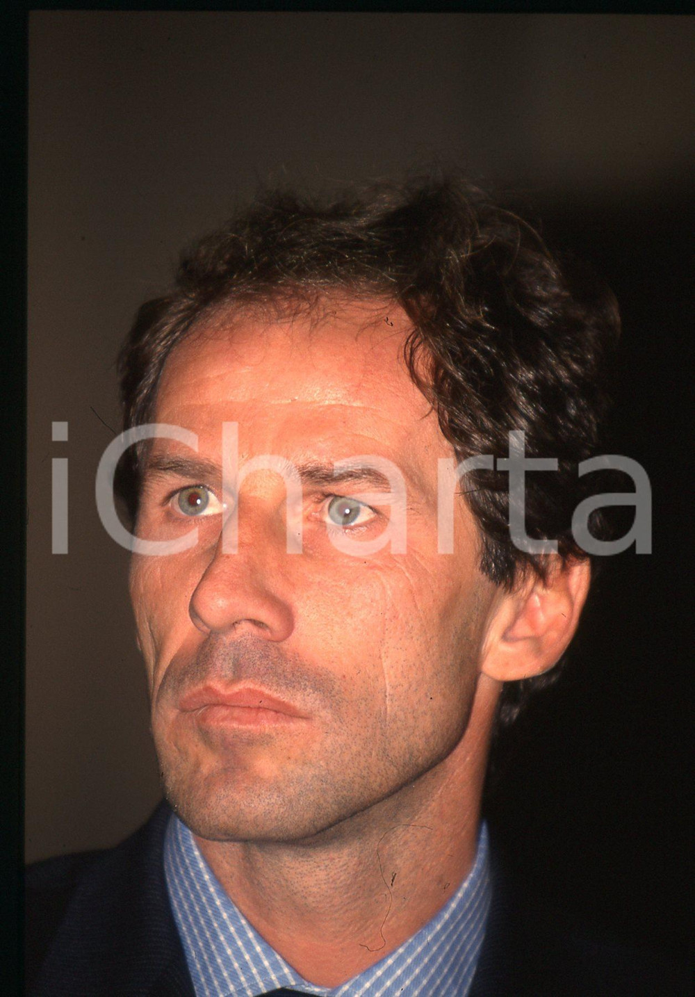 Fotografia d epoca originale 1990 ca A.C. MILAN Franco BARESI Ritratto del calciatore 35mm VINTAGE SLIDE 1
