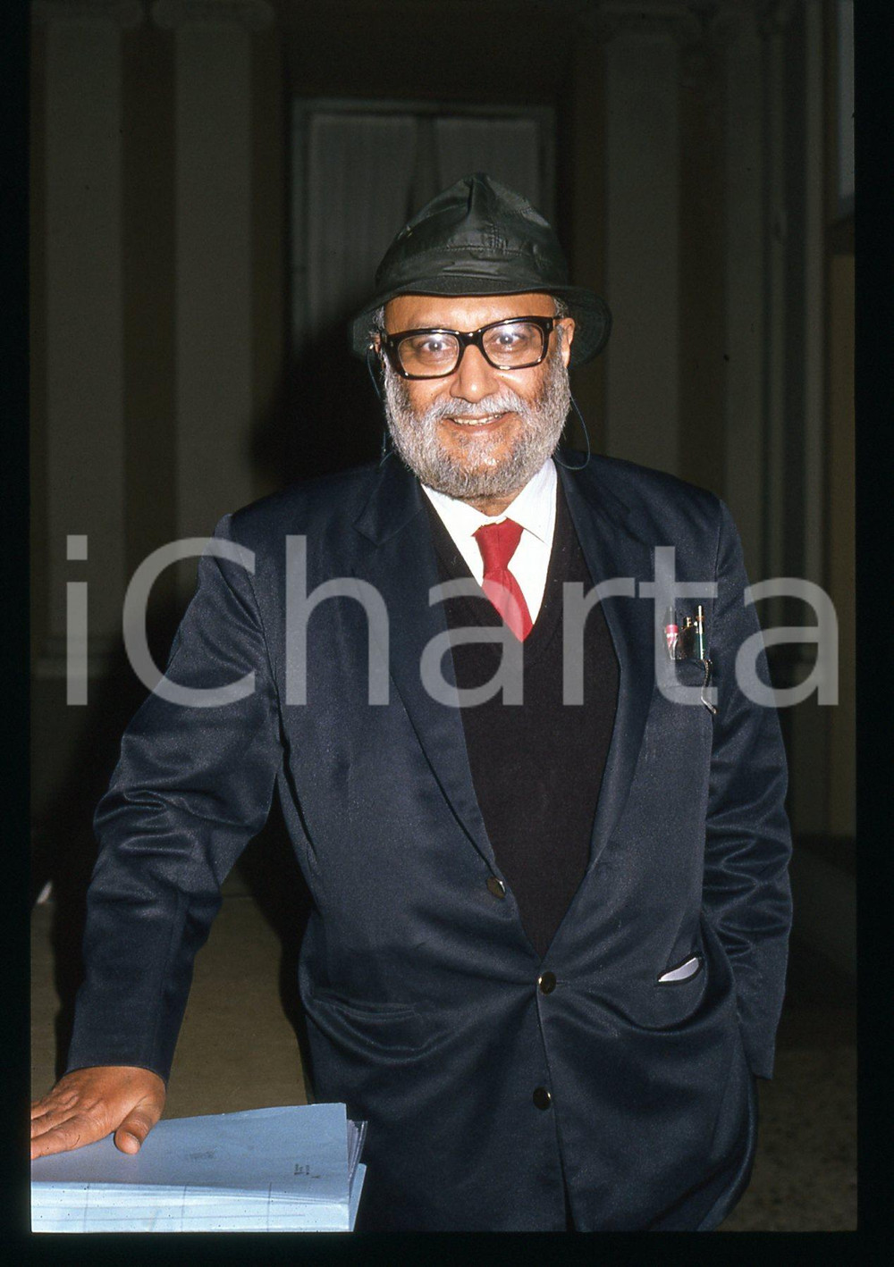 Fotografia d epoca originale 1992 TRIESTE Abdus SALAM Ritratto del Premio NOBEL 35mm VINTAGE SLIDE 3 1