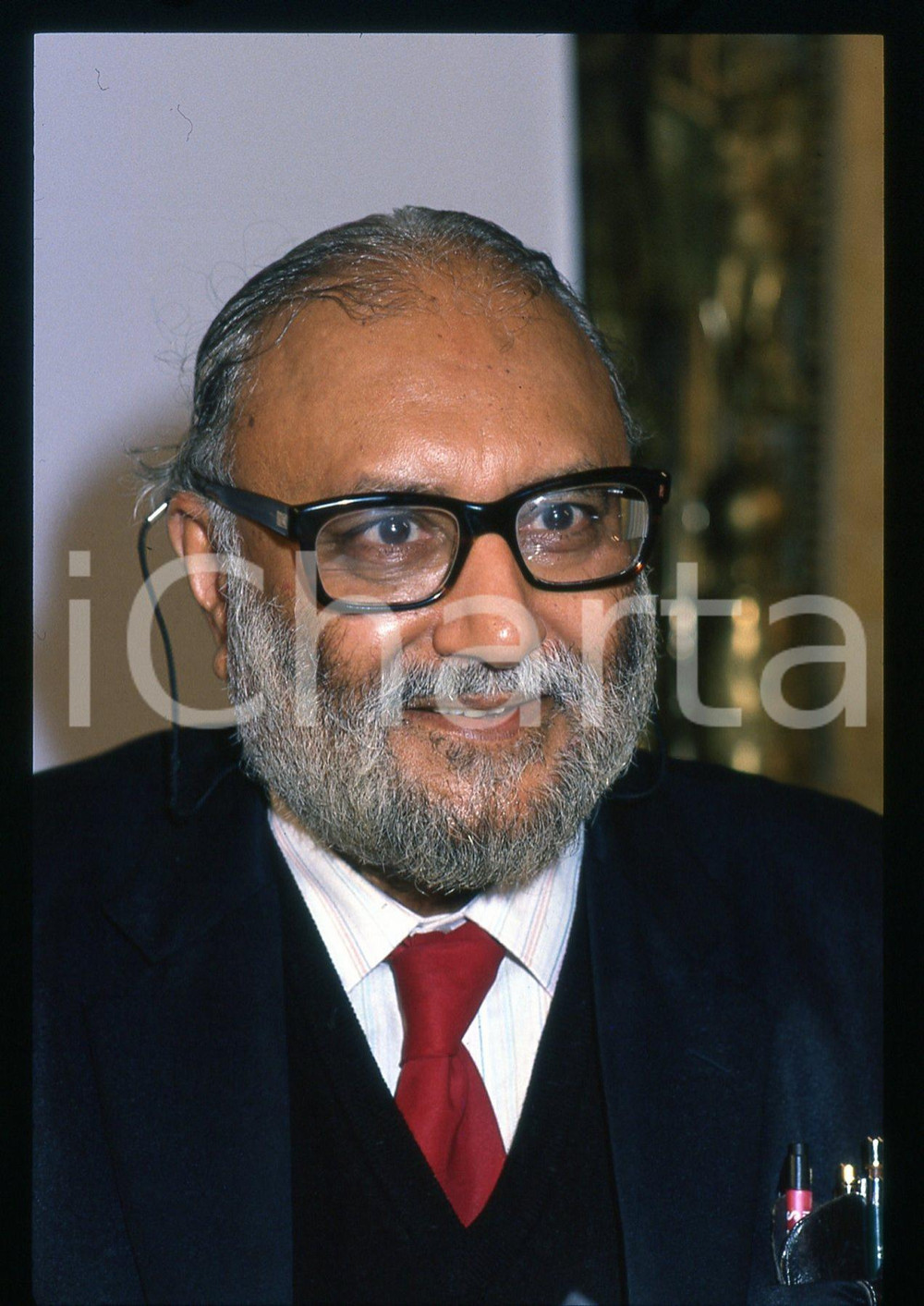 Fotografia d epoca originale 1992 TRIESTE Abdus SALAM Ritratto del Premio NOBEL 35mm VINTAGE SLIDE 2 1