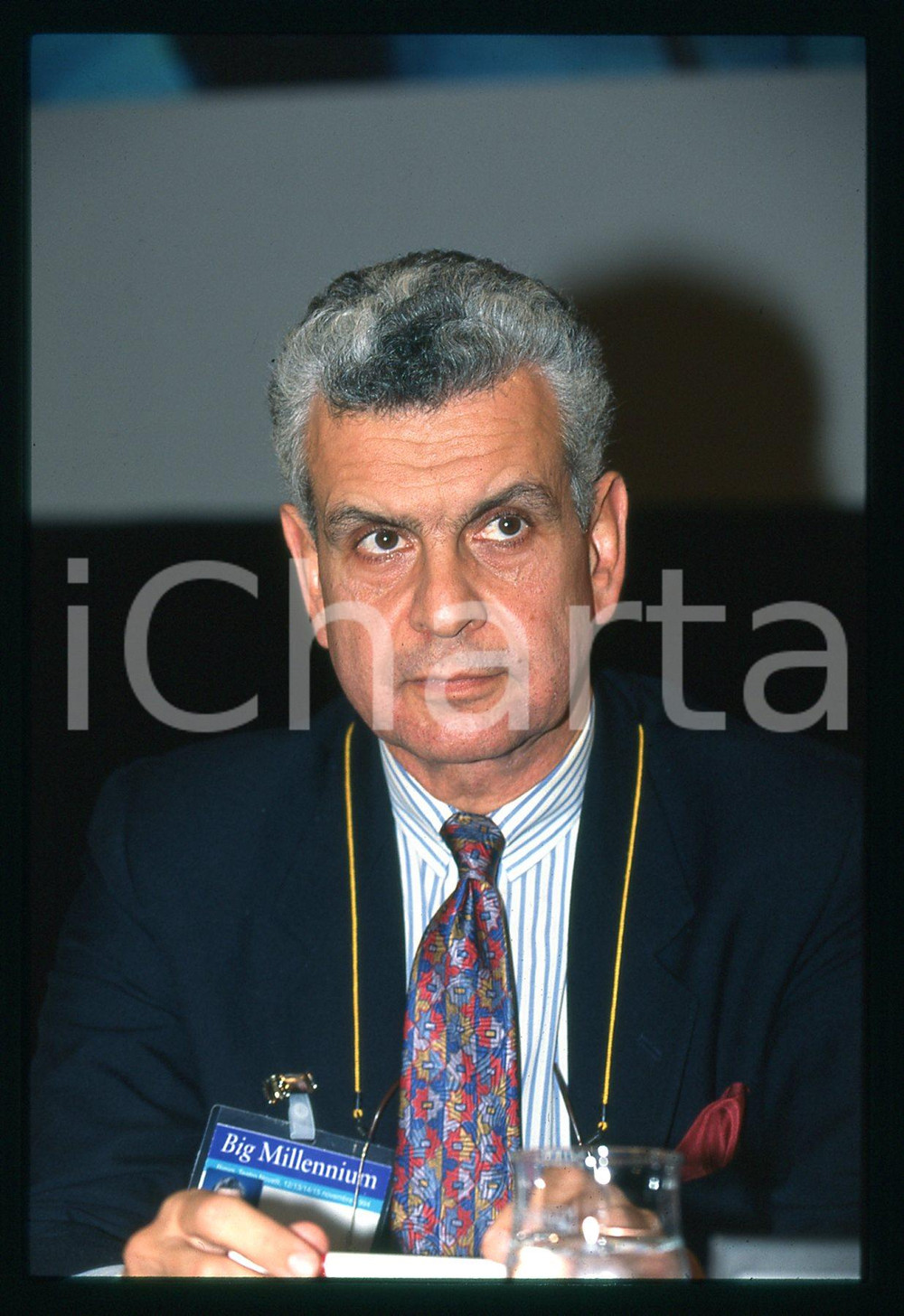Fotografia d epoca originale 1995 ca MEETING RIMINI Nassos CHRISTOYANNOPOULOS Ritratto 35mm VINTAGE SLIDE 3 1