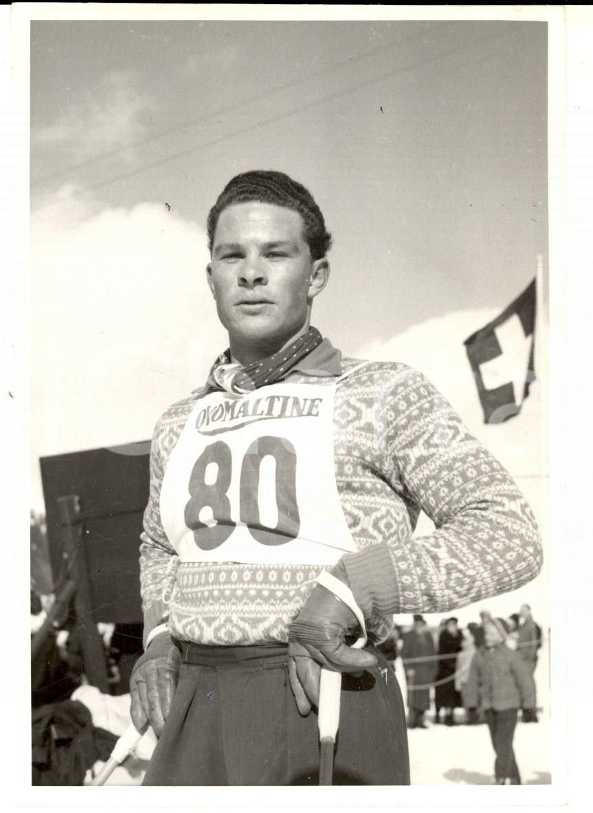 Fotografia d epoca originale 1950 ca SWITZERLAND Campionati SCI ALPINO  Alex KALTENBRUNNER Foto 1