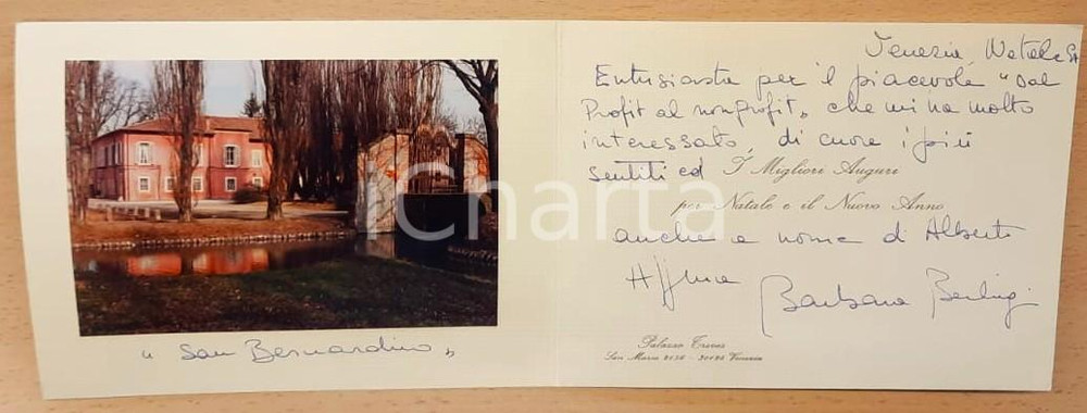 Autografo originale 1997 VENEZIA Biglietto marchesa Barbata BERLINGIERI Autografo 1