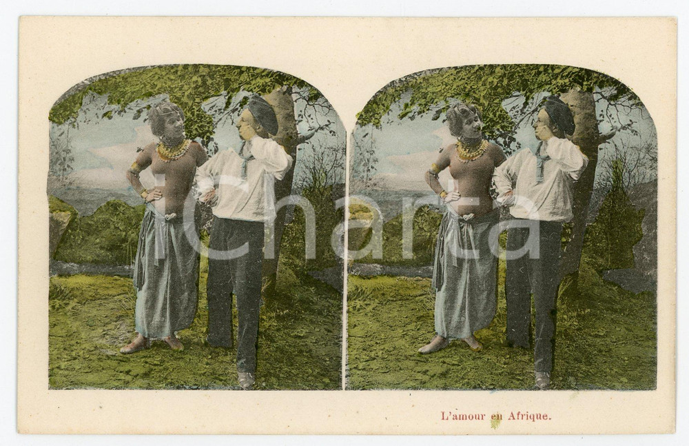 Cartolina originale da collezione 1900 ca CONGO BELGE L amour en Afrique  Carte postale FP NV 1