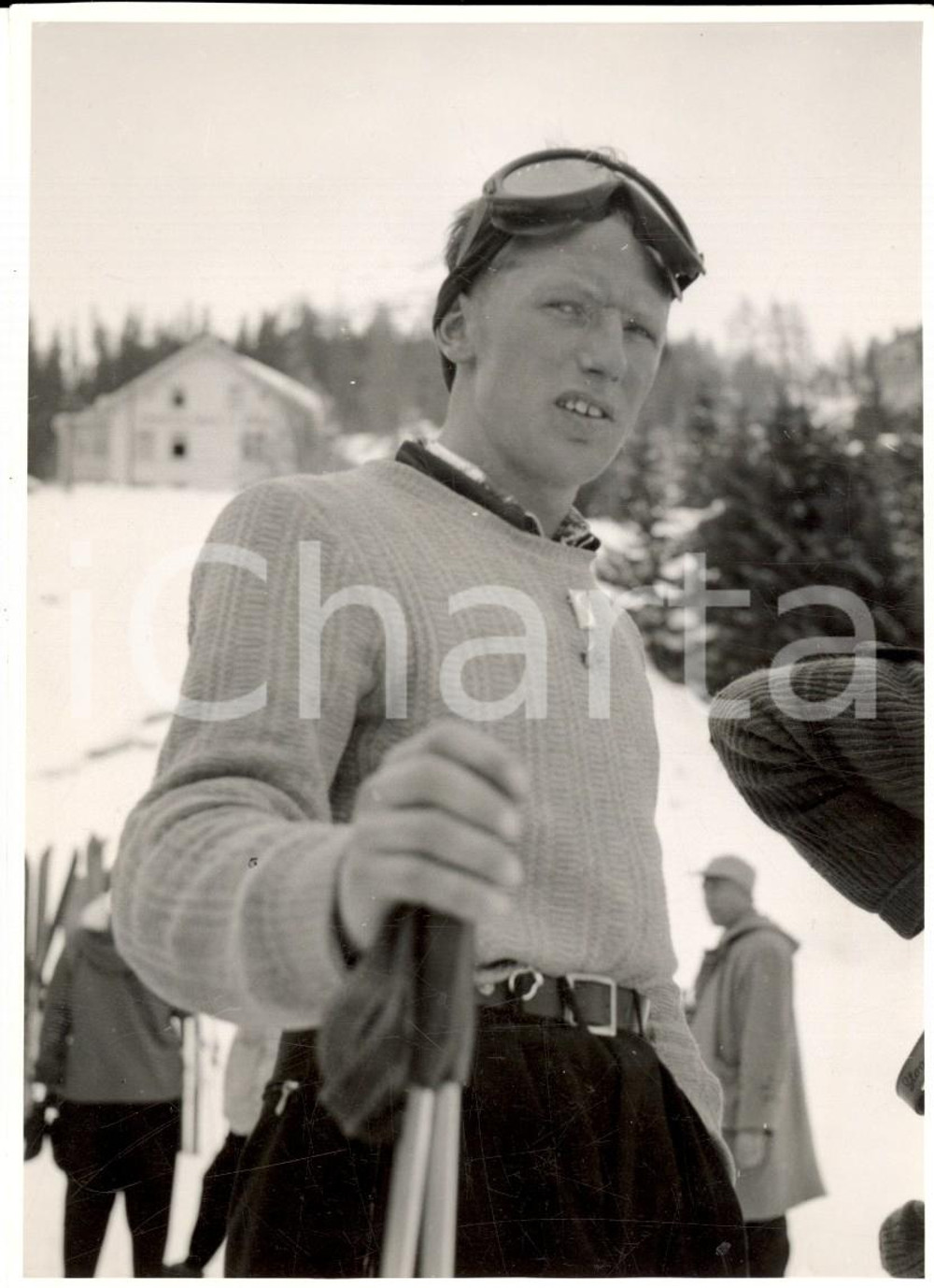 Fotografia d epoca originale 1950 ca SWITZERLAND Campionati SCI ALPINO Ritratto di Kramer SUTER Foto 1