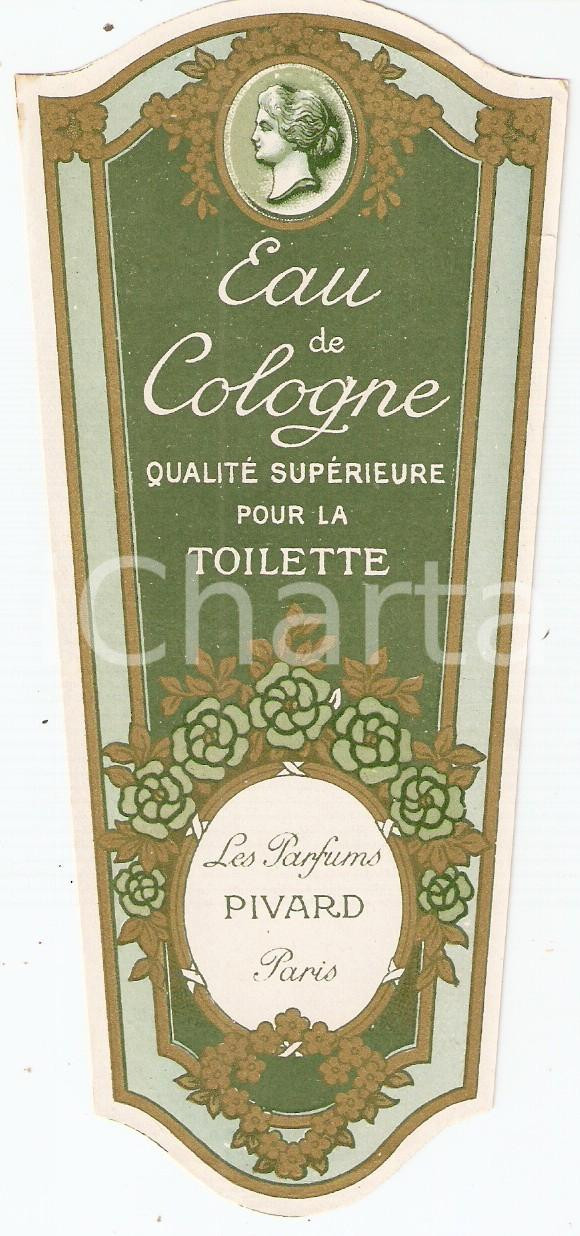 Materiale pubblicitario d’epoca 1950 ca PARIS Parfumes PIVARD Eau de cologne Qualité supérieure Etichetta 1