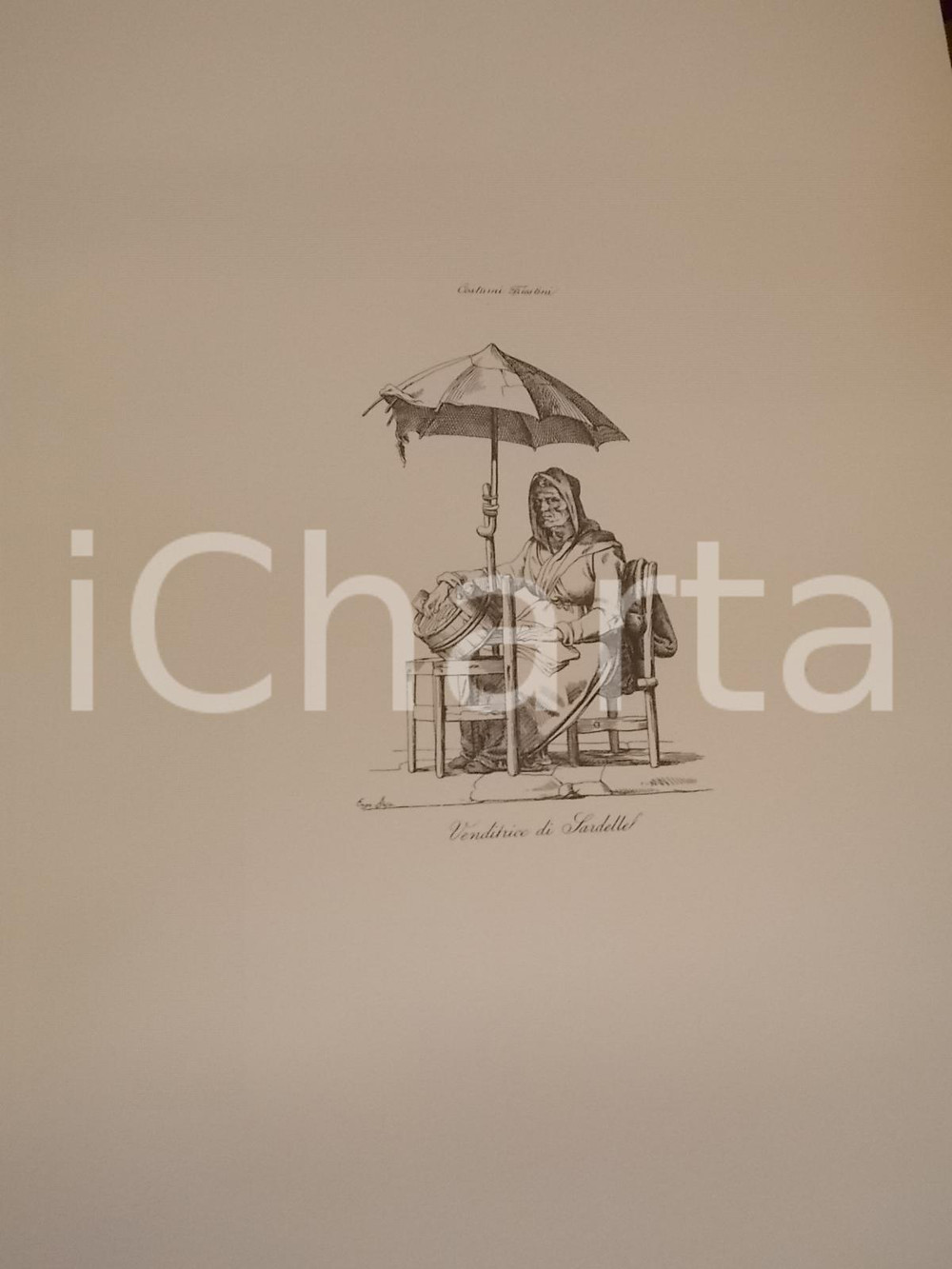 Stampa, bozzetto originale 1950 ca Eugenio BOSA COSTUMI TRIESTINI Venditrice di sardelle Stampa 32x44 cm 1