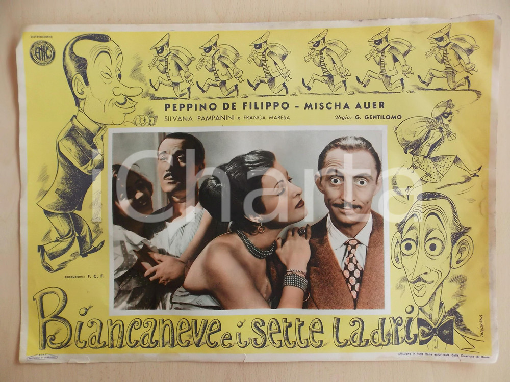 Materiale pubblicitario d’epoca 1949 BIANCANEVE E I SETTE LADRI  Peppino DE FILIPPO Mischa AUER Locandina 1