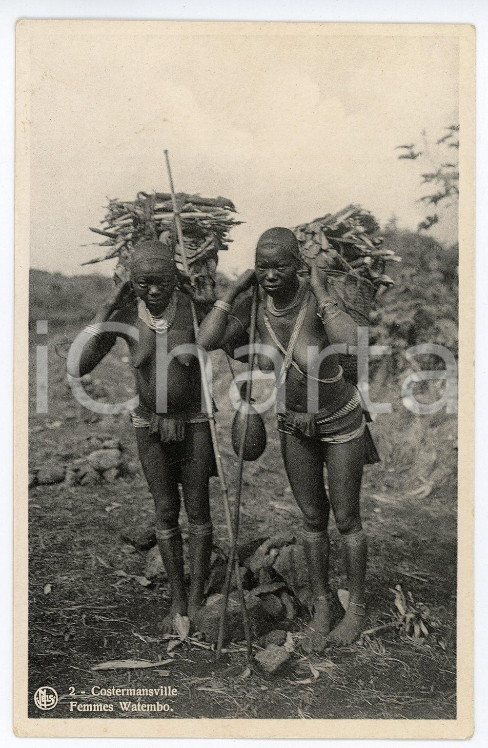 1930 ca CONGO COSTERMANSVILLE Femmes WATEMBO *Postcard ETHNIC NUDE  Cartolina postale d'epoca, non viaggiata. CONDIZIONI:GOOD/buonoFORMATO: 9x14 cm originale e autentica 1
