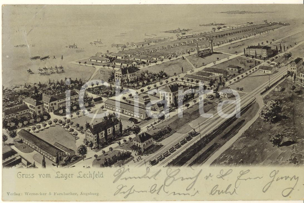Cartolina originale da collezione 1903 LAGER LECHFELD GERMANY General view Postcard 1