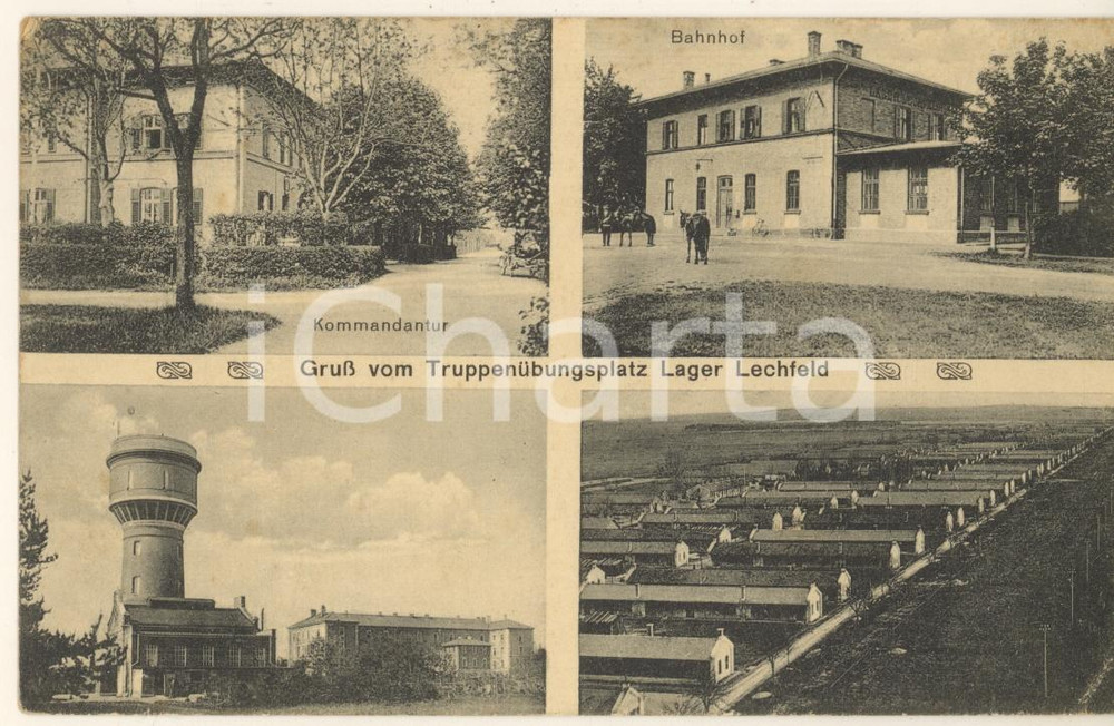 Cartolina originale da collezione 1908 LAGER LECHFELD GERMANY Truppenübungsplätz Postcard 1