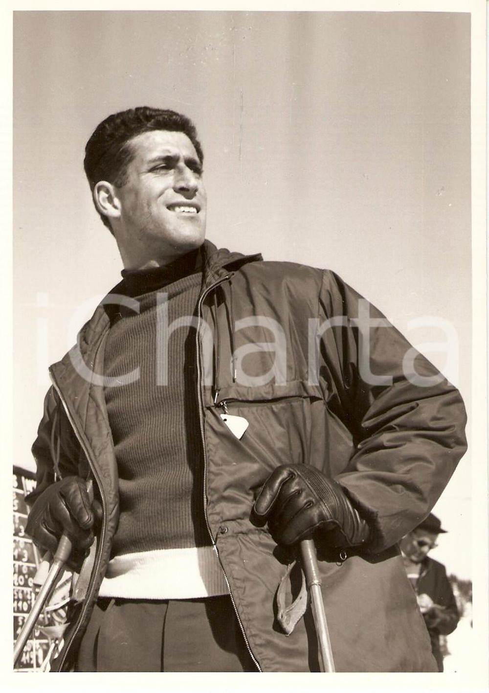Fotografia d epoca originale 1960 ca SWITZERLAND Campionati SCI ALPINO Reto POLTERA Cantone GRAUBUNDEN Foto 1