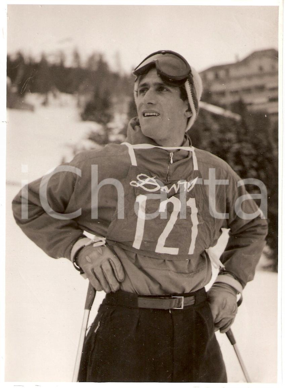 Fotografia d epoca originale 1960 ca SWITZERLAND Campionati SCI ALPINO Reto POLTERA di GRAUBUNDEN Foto 1