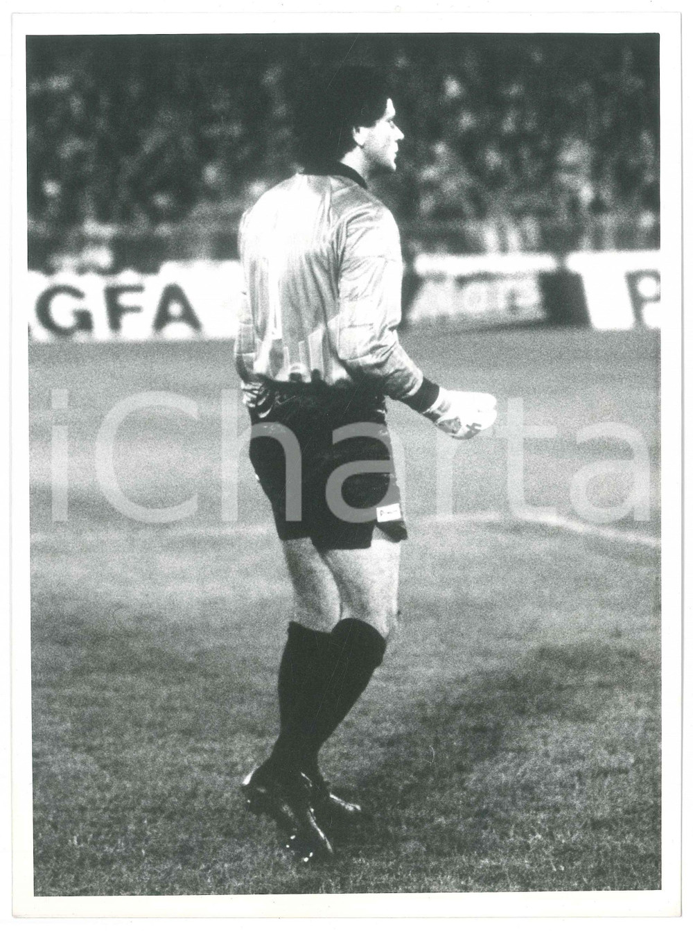 Fotografia d epoca originale 1990 ca CALCIO Napoli vs VfB Stuttgart  Giuliano GIULIANI Portiere Foto 24x18 1